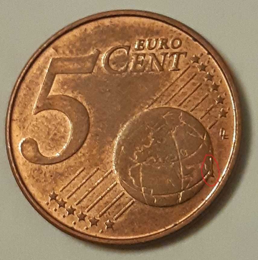 5 Euro Cent 2004 Belgia destrukt moneta kolekcjonerska