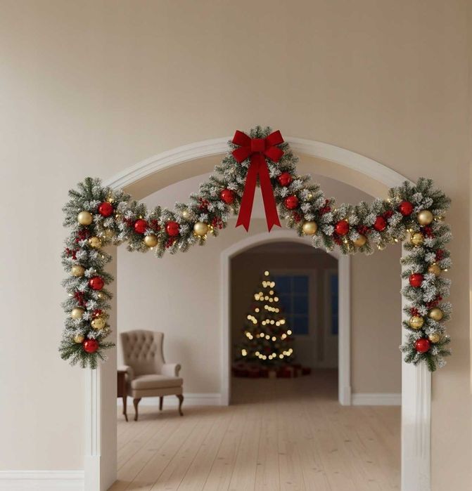 XXL 270CM Girlanda Świąteczna Choinkowa Sztuczna Na Schody Okno Drzwi