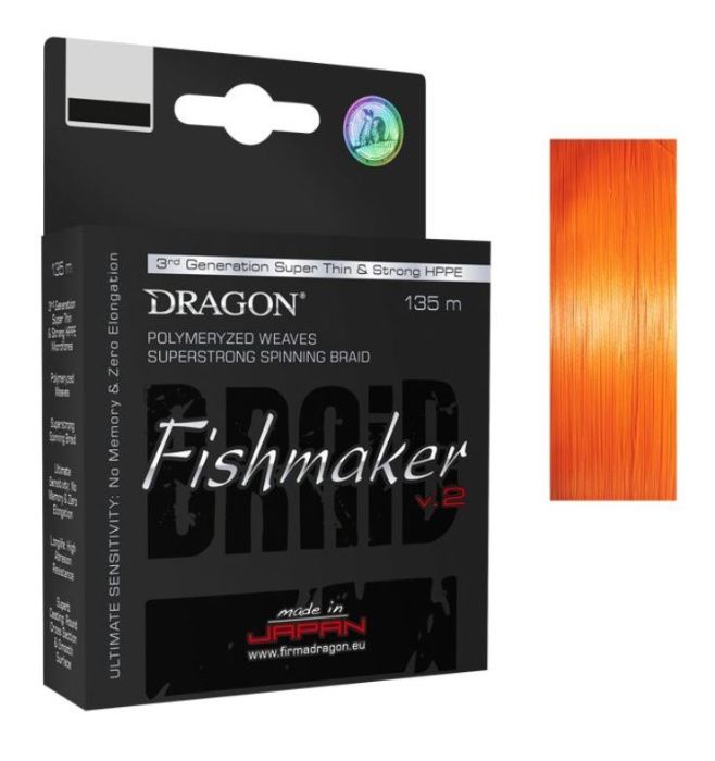 Plecionka Dragon Fishmaker v.2 orange 0,08mm/6,10 kg, 135 m