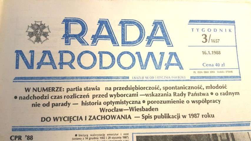 Tygodnik "RADA NARODOWA" 1986-88. Odbiór GRATIS! Warszawa