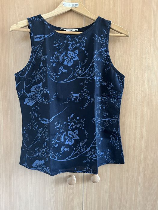 Granatowa lniana bluzka