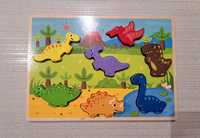 Drewniane puzzle edukacyjne dla dzieci Dinozaury