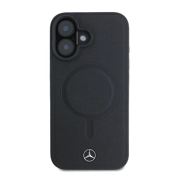 Etui Mercedes Plain Smooth Leather MagSafe na iPhone 16 - czarne