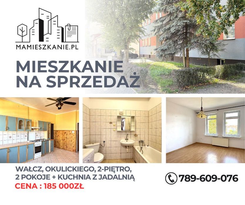Na sprzedaż mieszkanie, 2-pokoje, Wałcz, Centrum