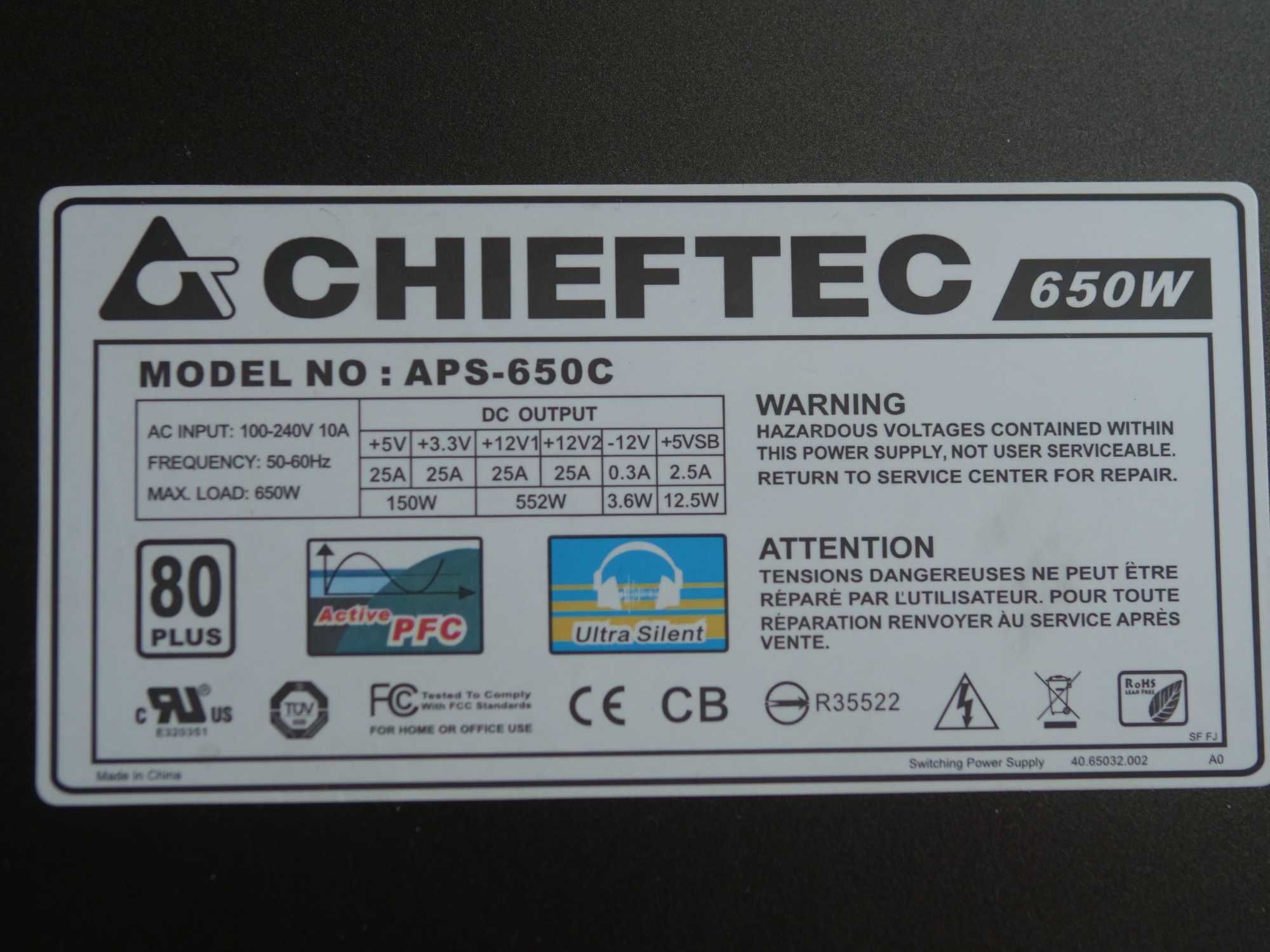 Zasilacz do komputera Chieftec 650W APS-650C