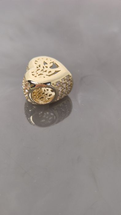 Nowy złoty charms do bransoletki typu Pandora serce drzewko cyrkonie