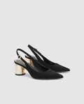 Sapatos pretos com salto dourado ZARA