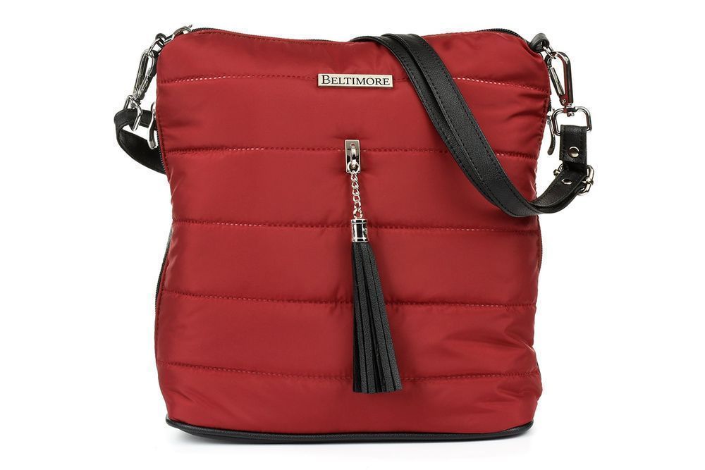 Bordowa torebka pikowana torebka damska solidna i pojemna shopperka