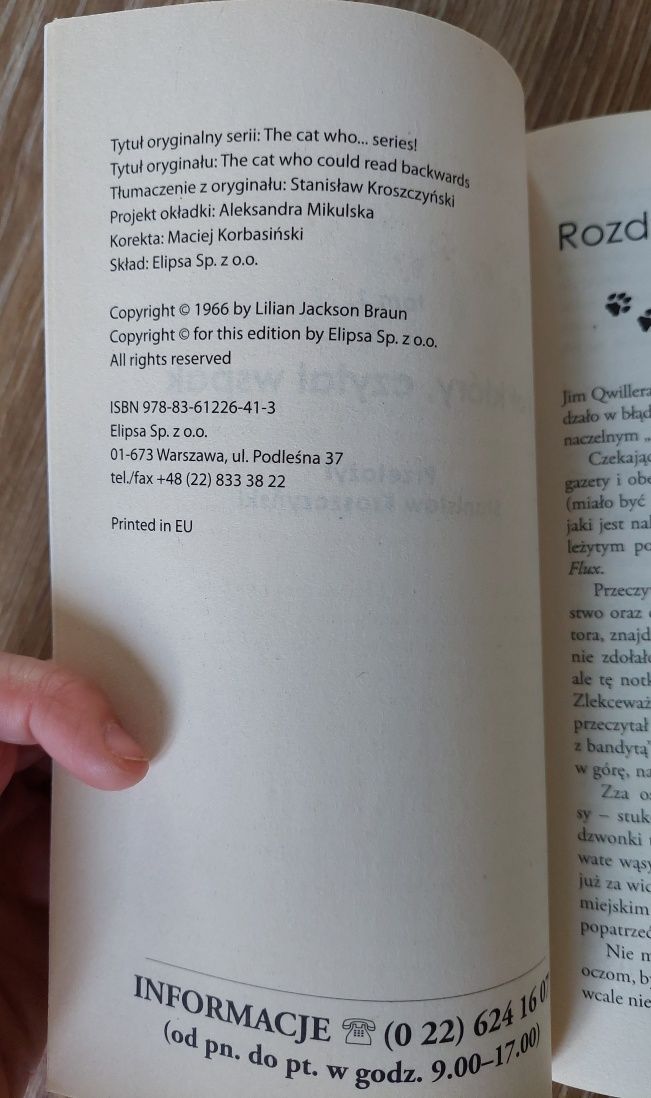 Książka Kot, który czytał wspak / Lilian Jackson Braun NOWA