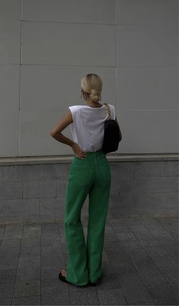 Зелені джинси (кльош) ZARA