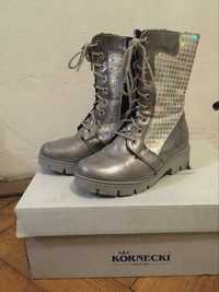 Buty dziewczynka 28 hologram srebrne ocieplanie zimowe