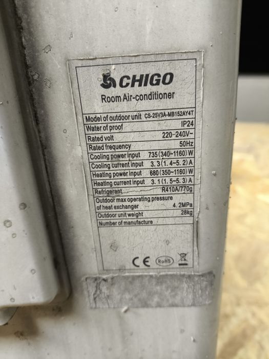 Klimatyzacja Chigo 2,5kw, używana, sprawna