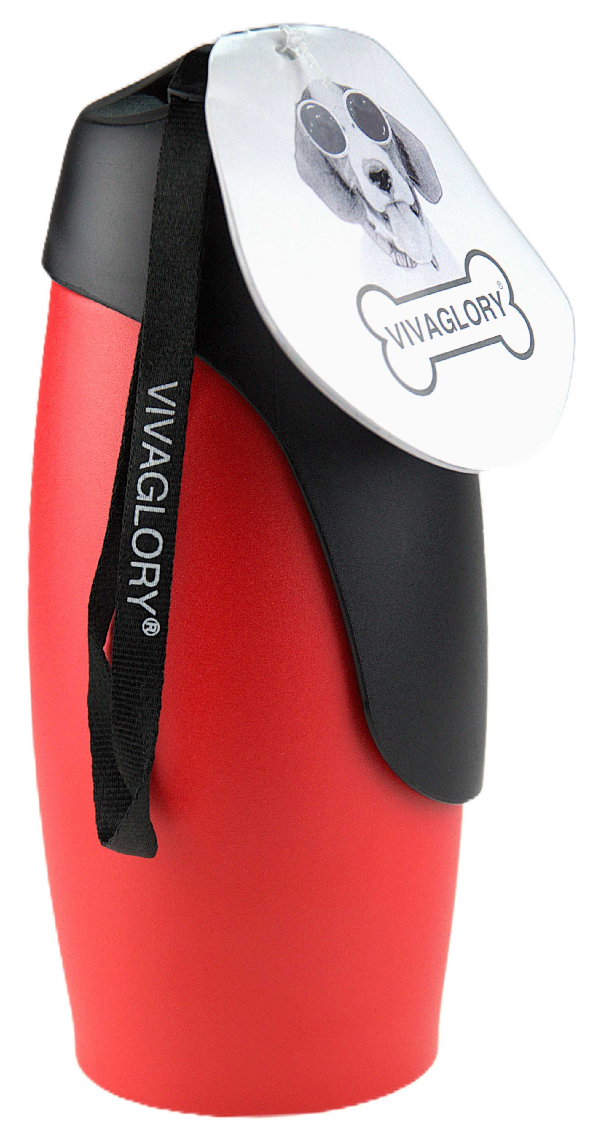 Vivaglory butelka na wodę dla psa,stal nierdzewna,kolor czerwony,750ml