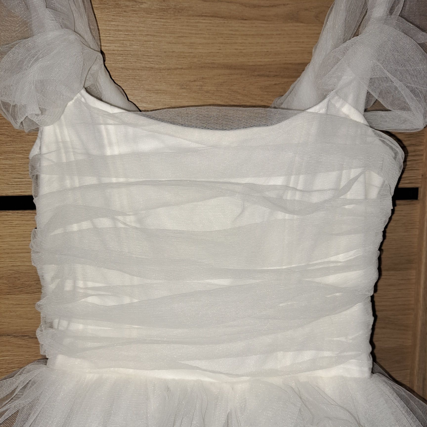 Suknia ślubna Lace&Beads śmietankowa tiul drapowanie 38