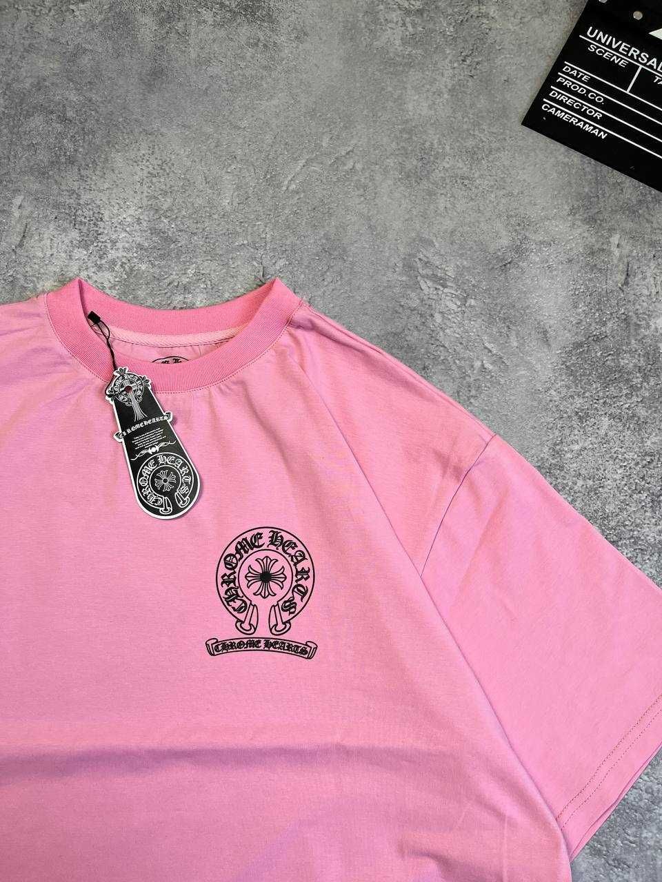 Футболка Chrome Hearts Розовая Оверсайз / Хром Хардс тишка