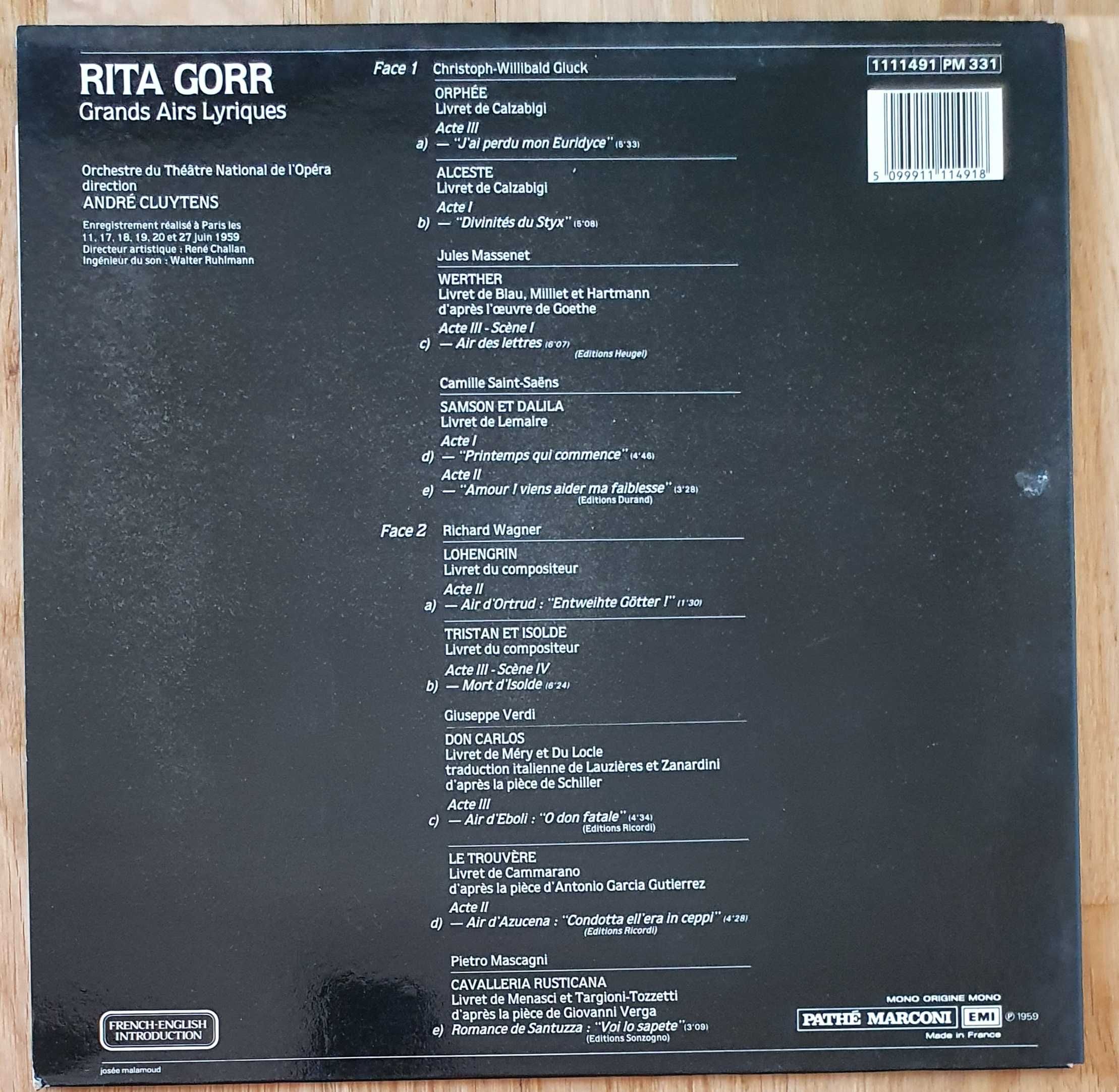 Vinil - Rita Gorr Grands Airs Lyriques (LP, EMI)