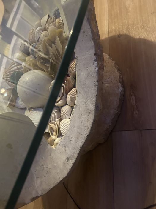 Stolik muszla kawowy design kamień naturalny  nietypowy stół muszelki