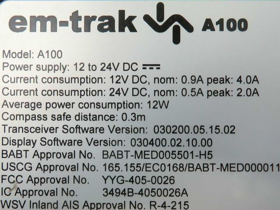 Transceiver AIS klasy A, Em-Trak