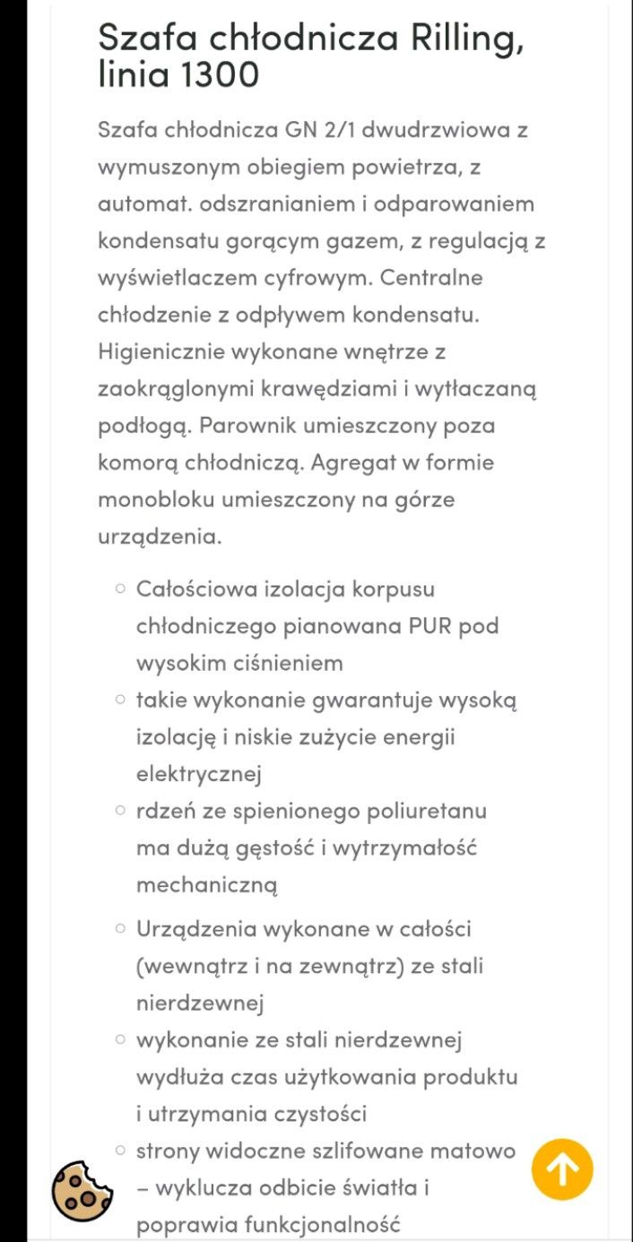 Szafa chłodnicza gastronomiczna przemysłowa chłodnia lodówka Rilling