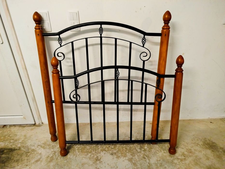 Cama de madeira maciça e ferro NOVA+ colchão+ estrado