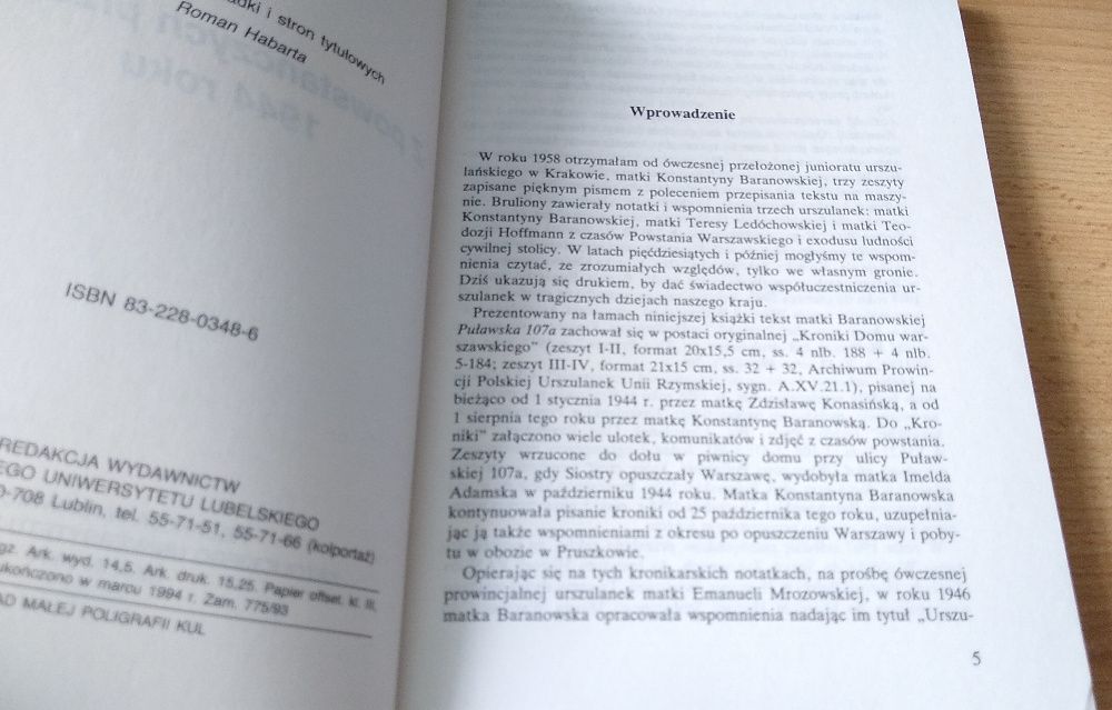 Z powstańczych przeżyć 1944 roku Baranowska Ledóchowska Hoffmann
