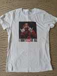 Biały t-shirt oversize z nadrukiem dom z papieru S M 36 38