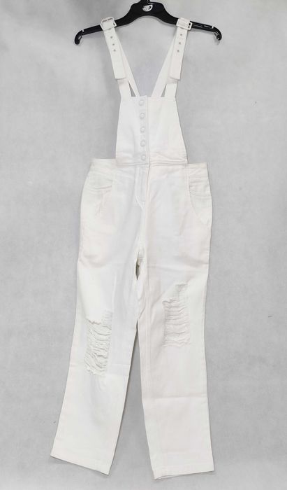 Spodnie jeans ogrodniczki kombinezon białe ecru ONLY S SP0148