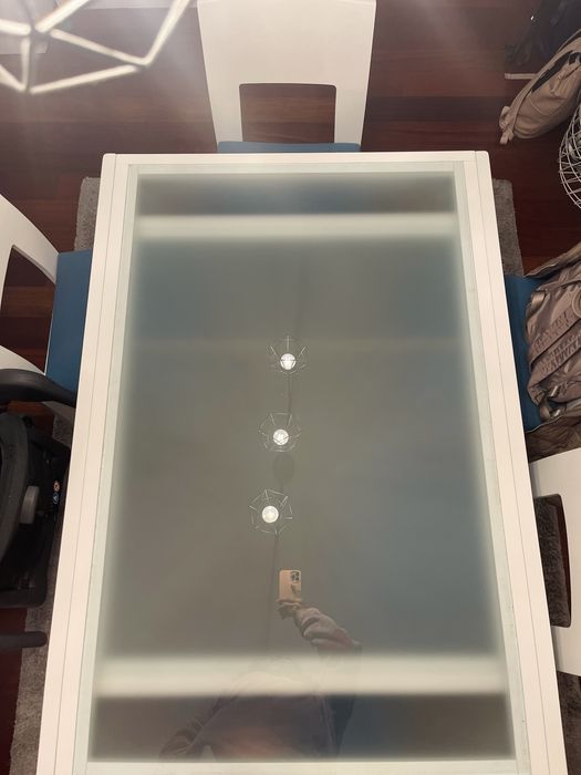 Mesa de jantar em vidro extensivel + 6 cadeiras