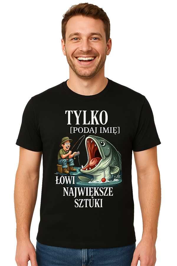 Koszulka Dla Wędkarza na Prezent Personalizowana Dodaj swoje imię r.xl