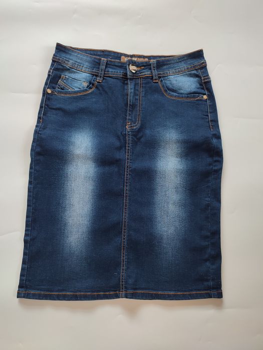 Spódnica 38 M granatowa jeansowa bawełniana kieszenie #bawelna #jeanso