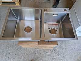 Мойка для кухни. Две чаши, нержавеющая сталь, 78*43 см, Platinum