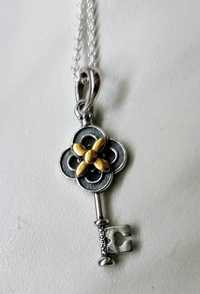 Naszyjnik Pandora srebro klucz i kwiat S925ALE