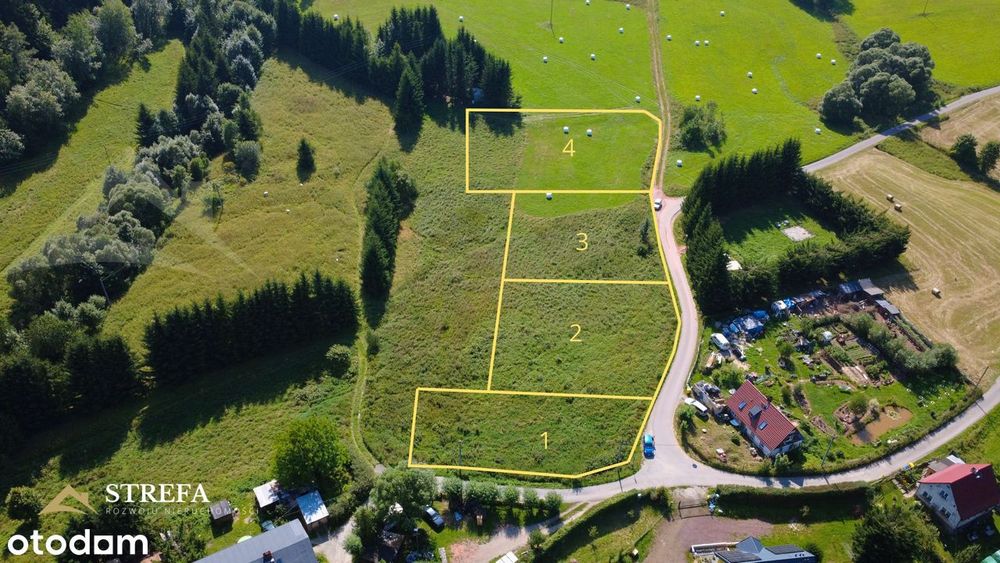 Widokowa działka budowlana w górach – media, asfalt, MPZP