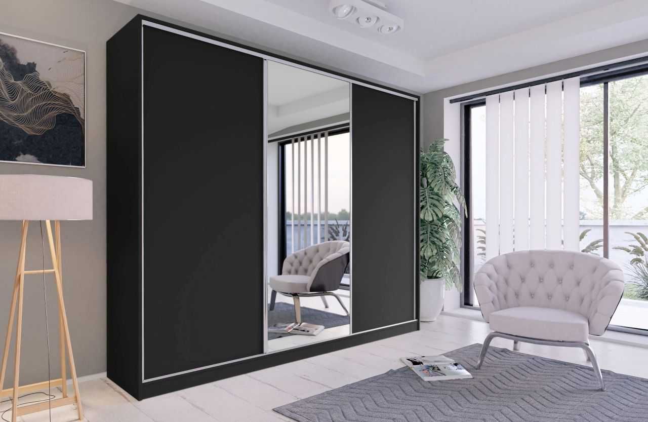 150x205x56 Szafa przesuwna White Czarna