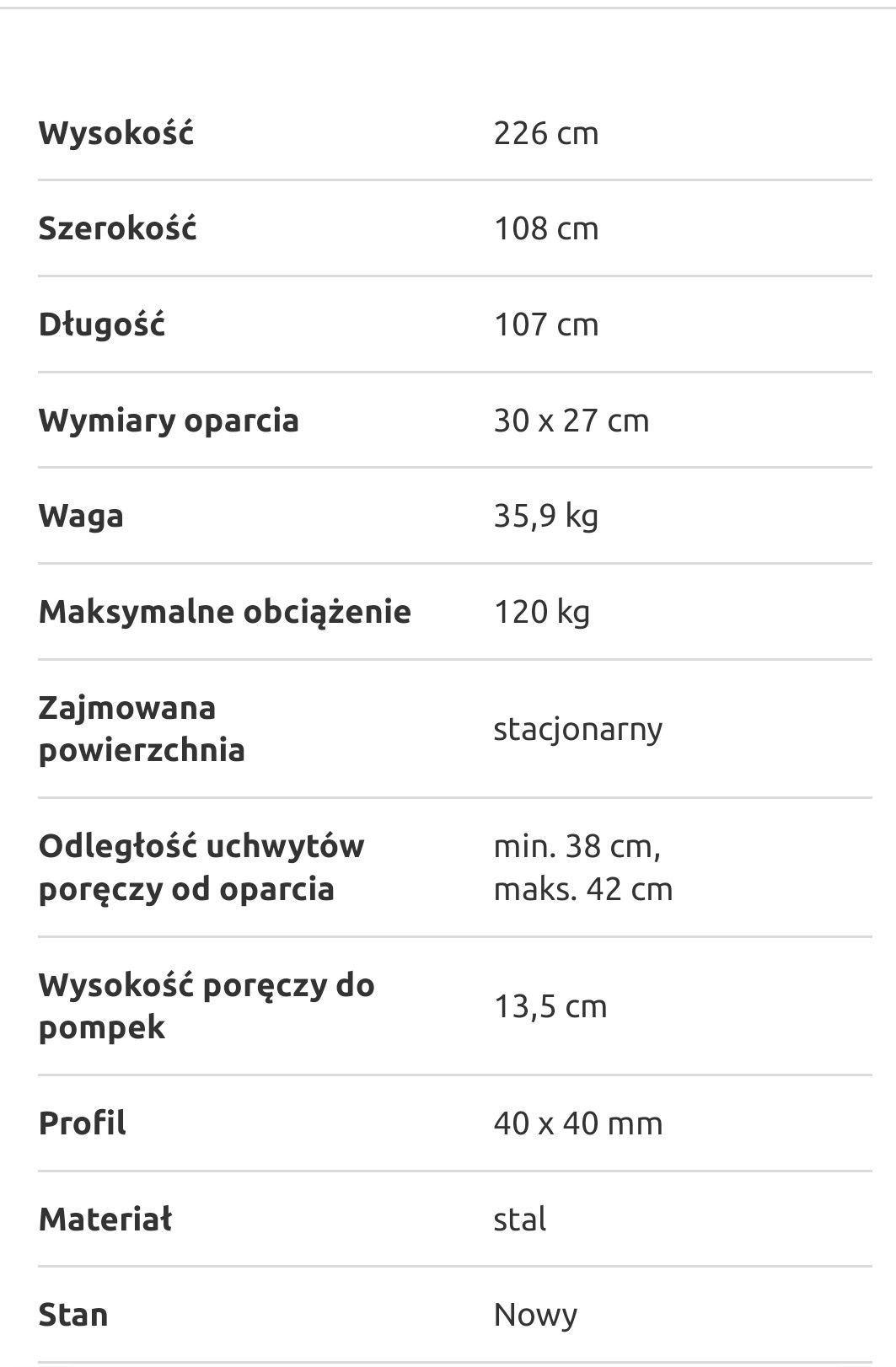Poręcz stacjonarna