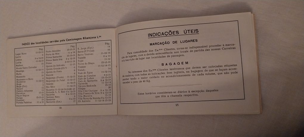 Horário Geral de camionagem de 1956