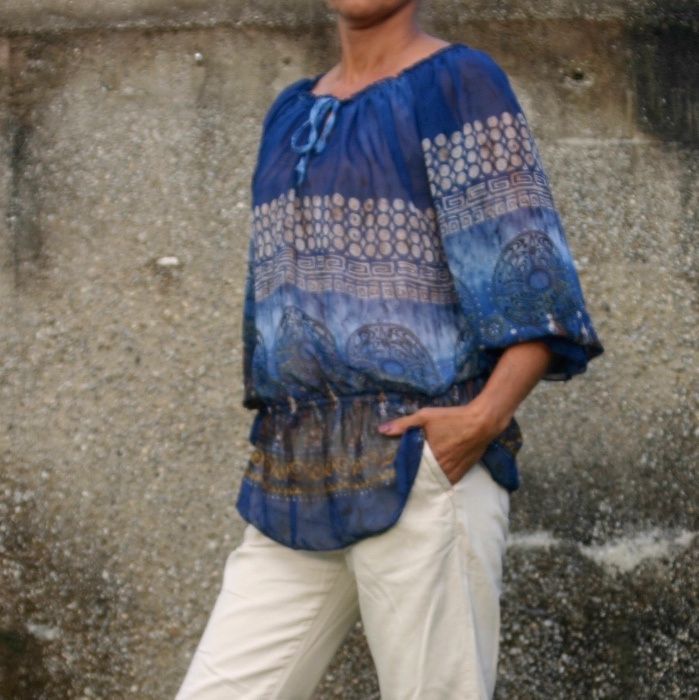 Camisa fluída azul vintage, M