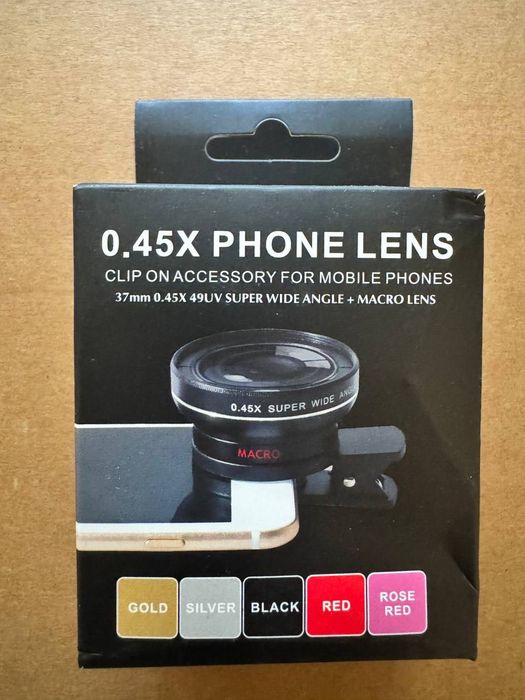 Об’єктив для телефону 2 в 1 (Макро + Риб’яче око)
0,45X Phone Lens