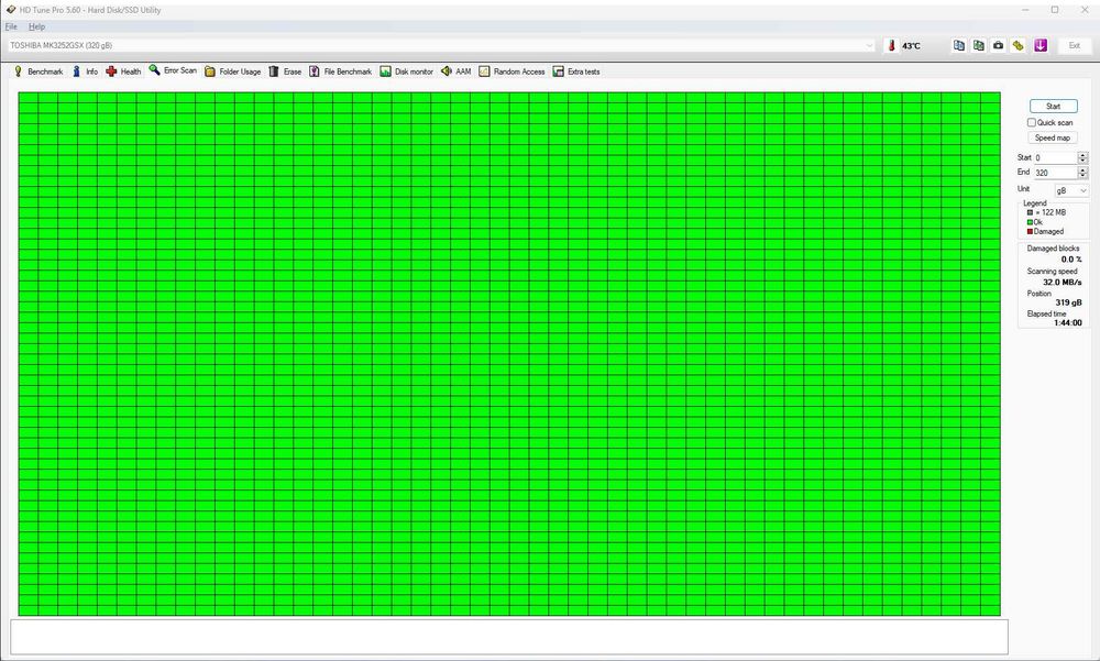 Dysk twardy 2,5' 320GB Toshiba MK3252GSX - stan bardzo dobry