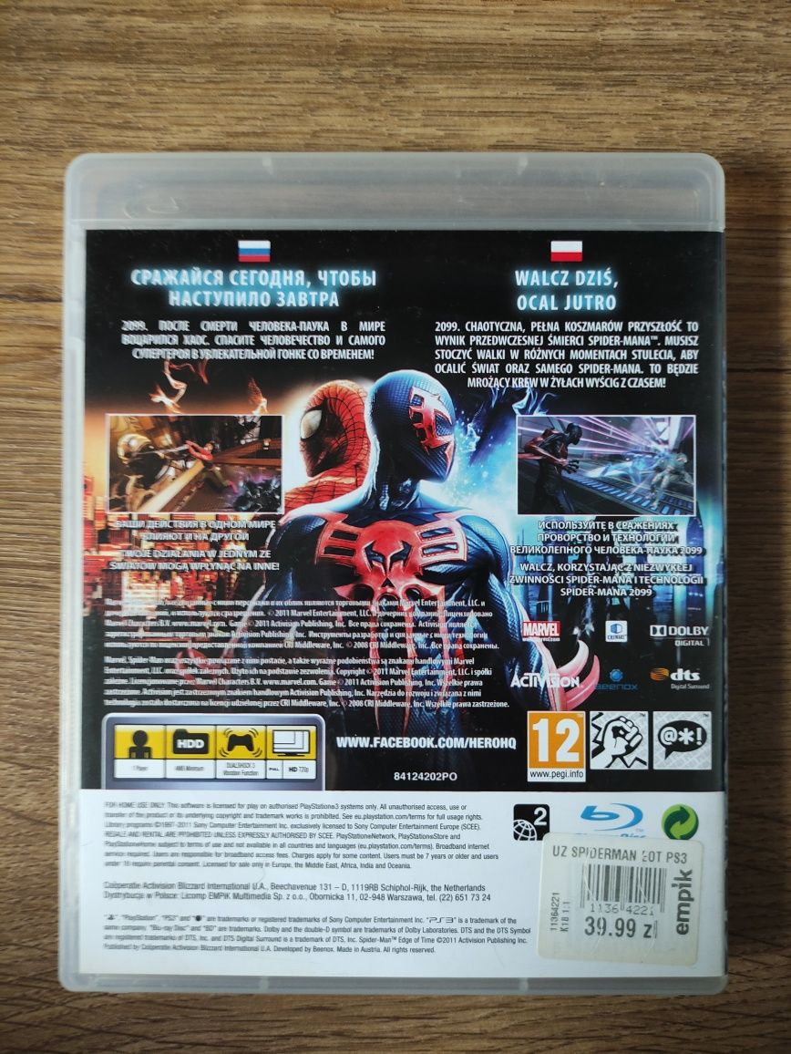 Sprzedam Grę Spider-Man PlayStation 3 PS3 Edge of Time