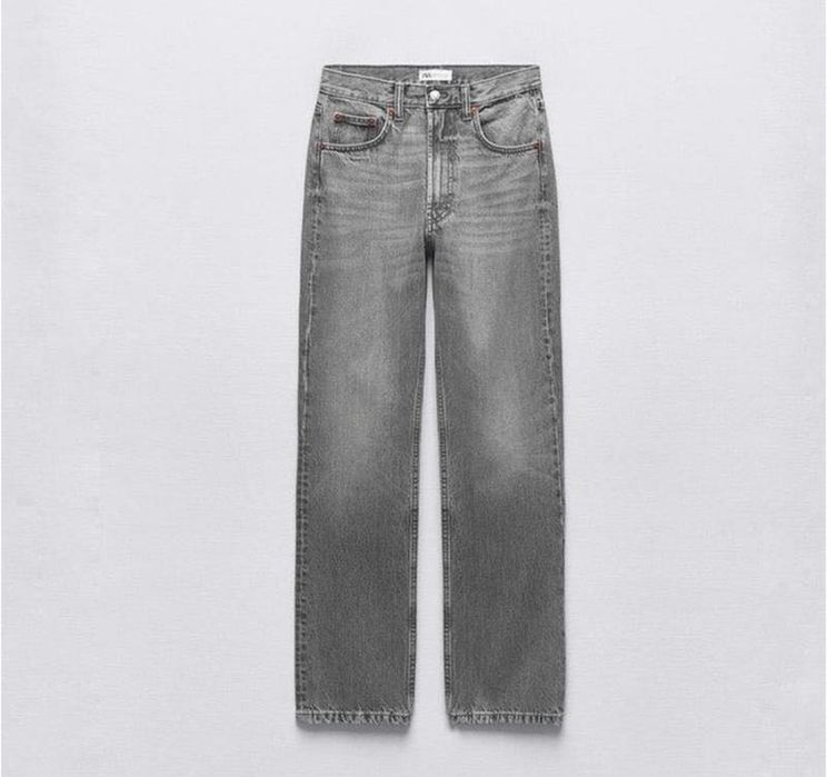 Джинси zara straight fit сірі