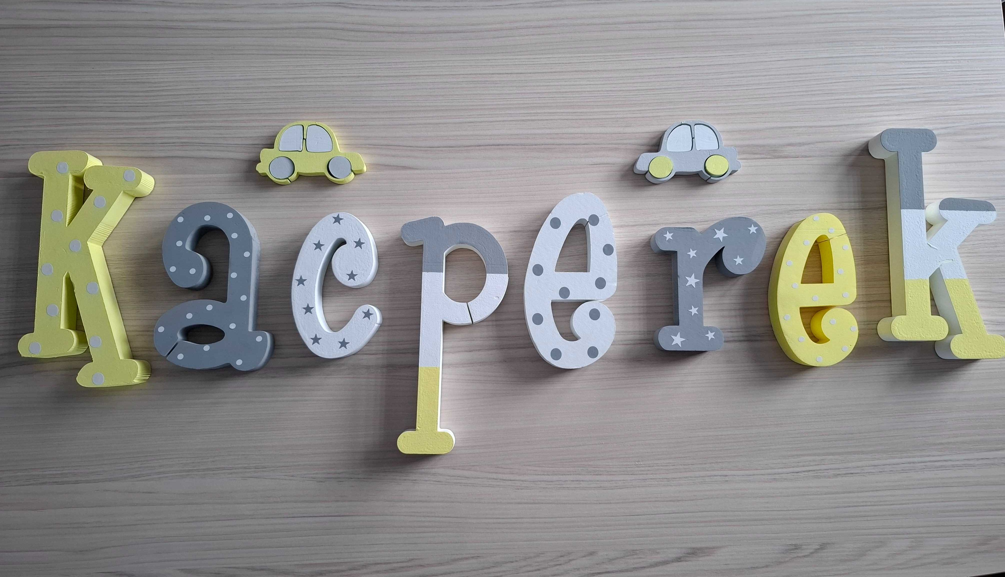 Litery, napis na ścianę imię Kacperek, styrodur
