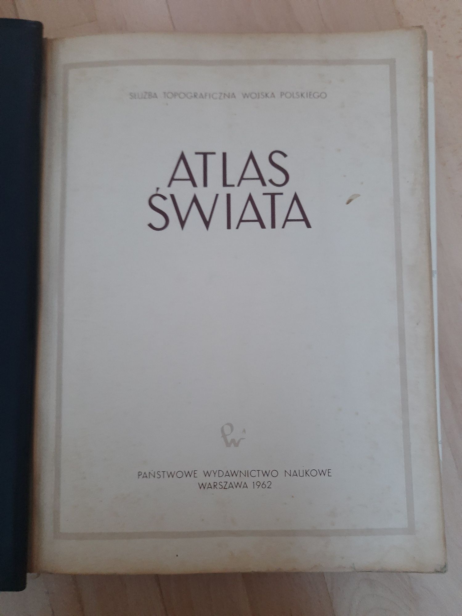 Atlas Świata, służba topograficzna Wojska Polskiego PWN 1962r.