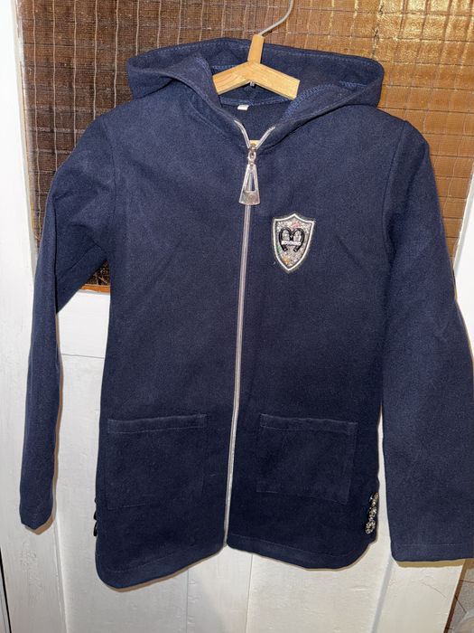 Темно синє кашемірове пальто на дівчинку