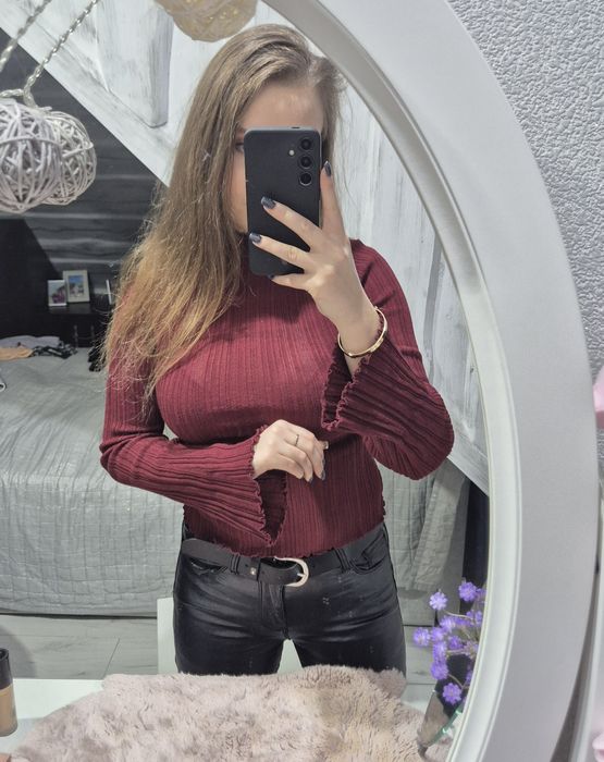 Bordowa bluzka h&m