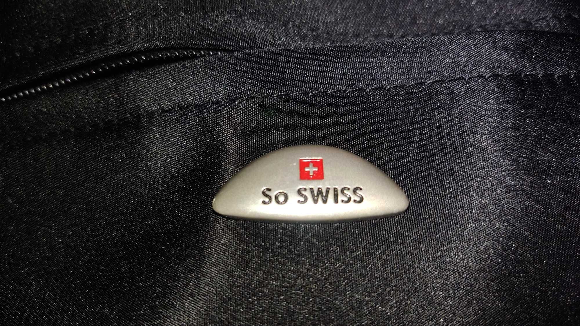 Сумка тканевая с карманом So Swiss чёрного цвета замок змейка