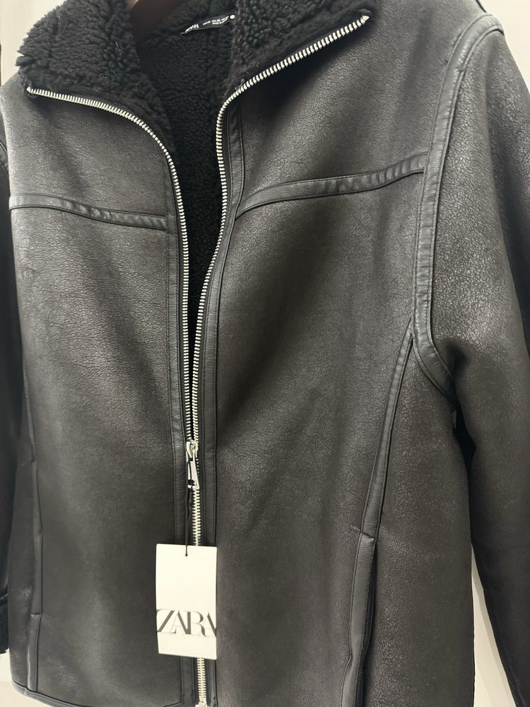 Брендова зимова куртка - еко овчина -Zara -xs/s