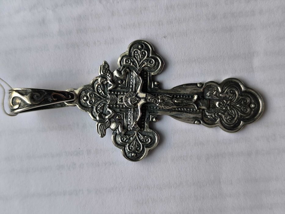 Серебряный крестик ручной работы 925° (Спаси и Сохрани)