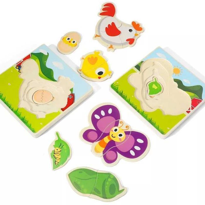 Drewniane puzzle montessori dla dzieci kurczak MWZ-3154