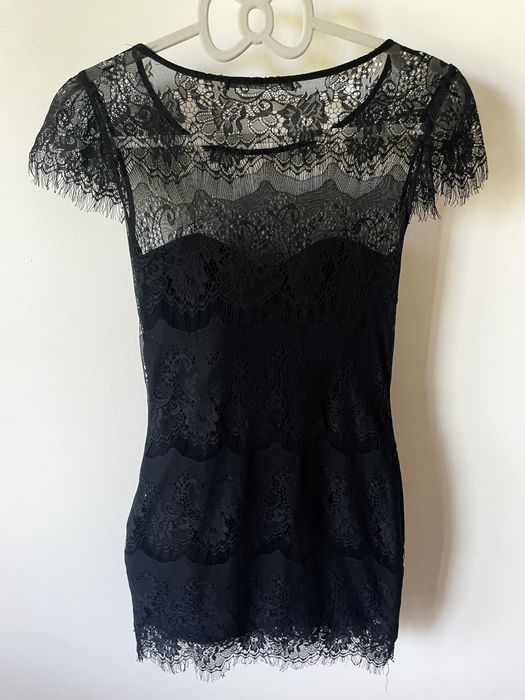 czarna koronkowa sukienka S obcisła dopasowana impreza swieta seksowna